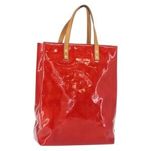 LOUIS VUITTON Monogram Vernis Reade MM Hand Bag Red Rouge M91086 LV Auth 152096